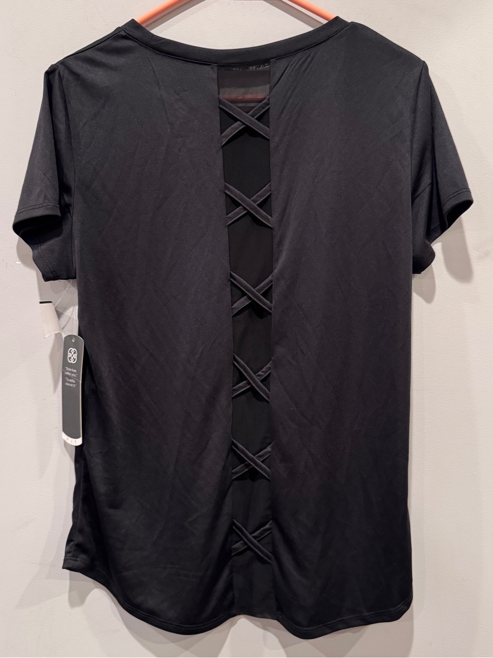 Daisy Fuentes Women’s Black Activewear Fit Short Sleeve Mesh Top Size L NWT - Picture 5 of 11
